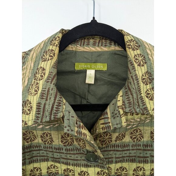 Quilted Tapestry Blazer Jacket Women Size L Earthy Boho Cottage Indie Folk Y2K - Picture 7 of 9